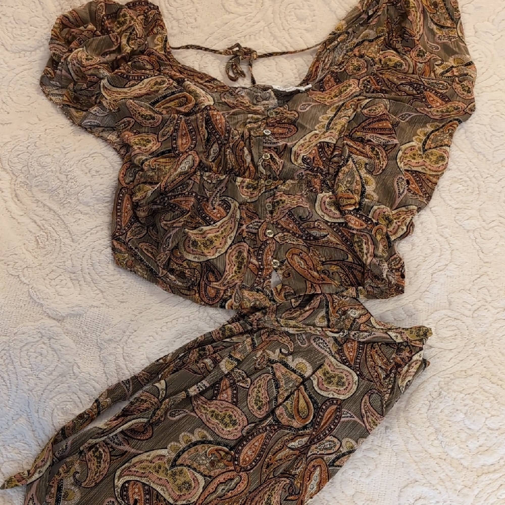 Molly Bracken Paisley Blouse and Pant Set